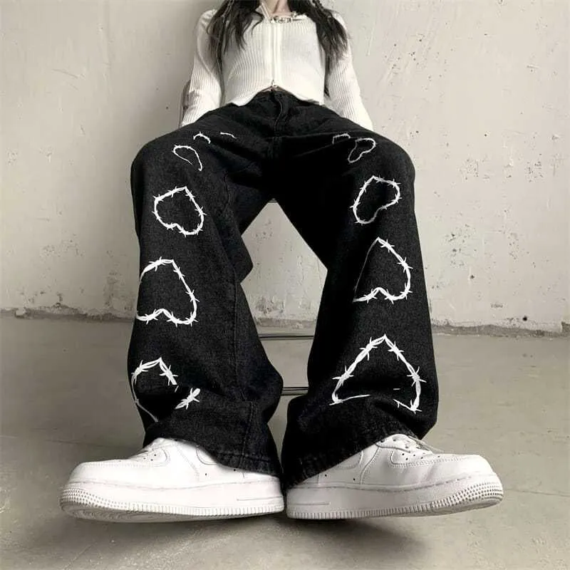 Big Love Pattern Casual Wide Leg Pants