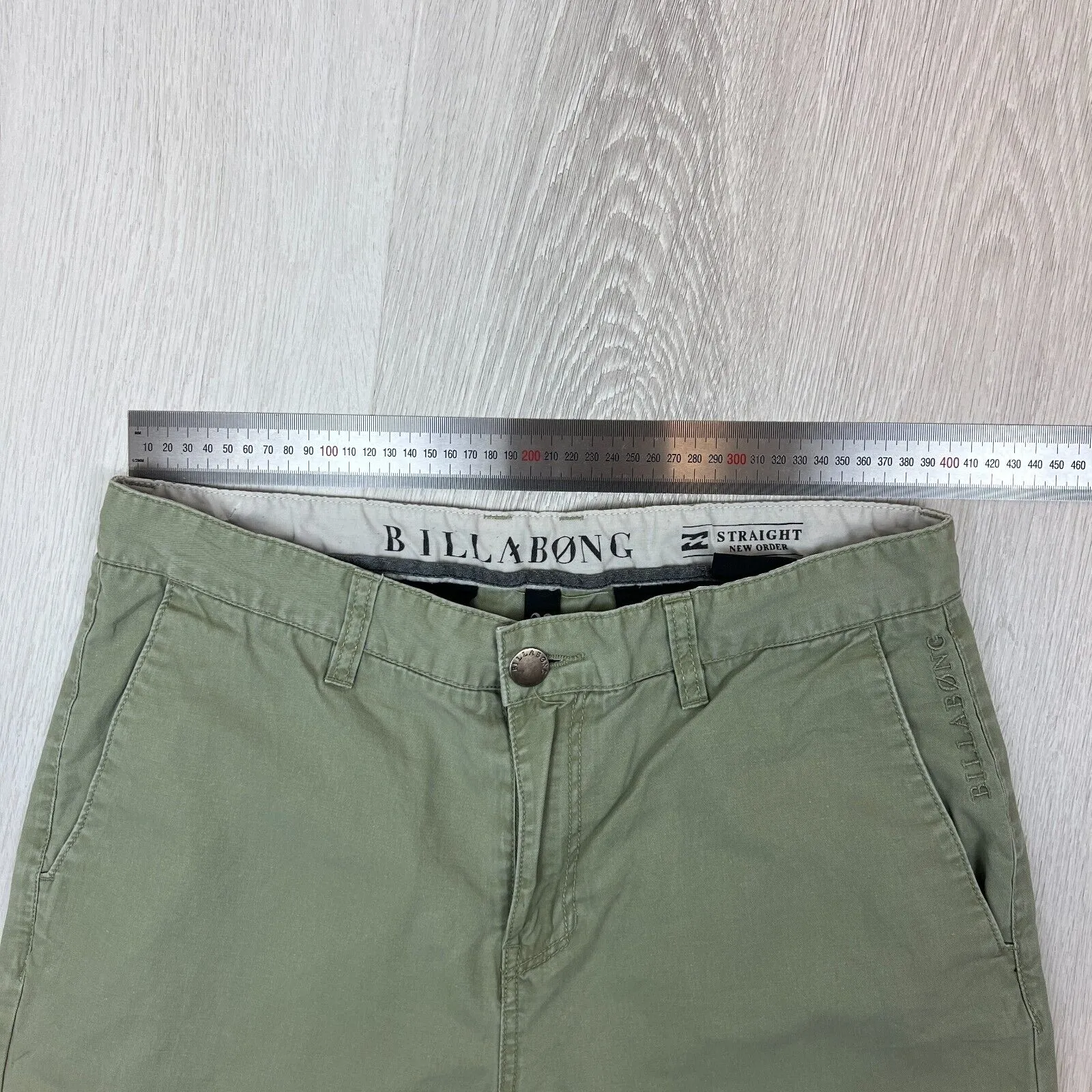 Billabong Mens Khaki Green Straight Chinos Size 32 (Damaged Waist)
