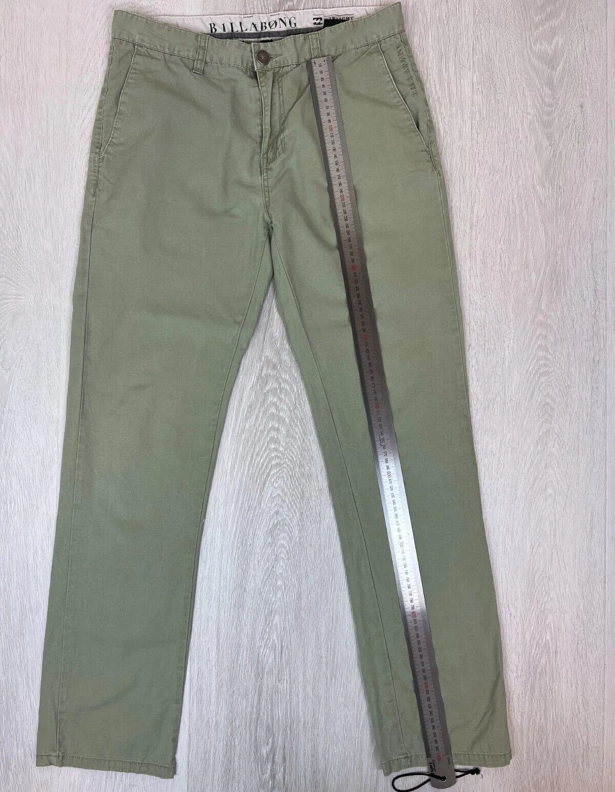 Billabong Mens Khaki Green Straight Chinos Size 32 (Damaged Waist)