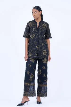 Black & Khaki Threadwork Pants