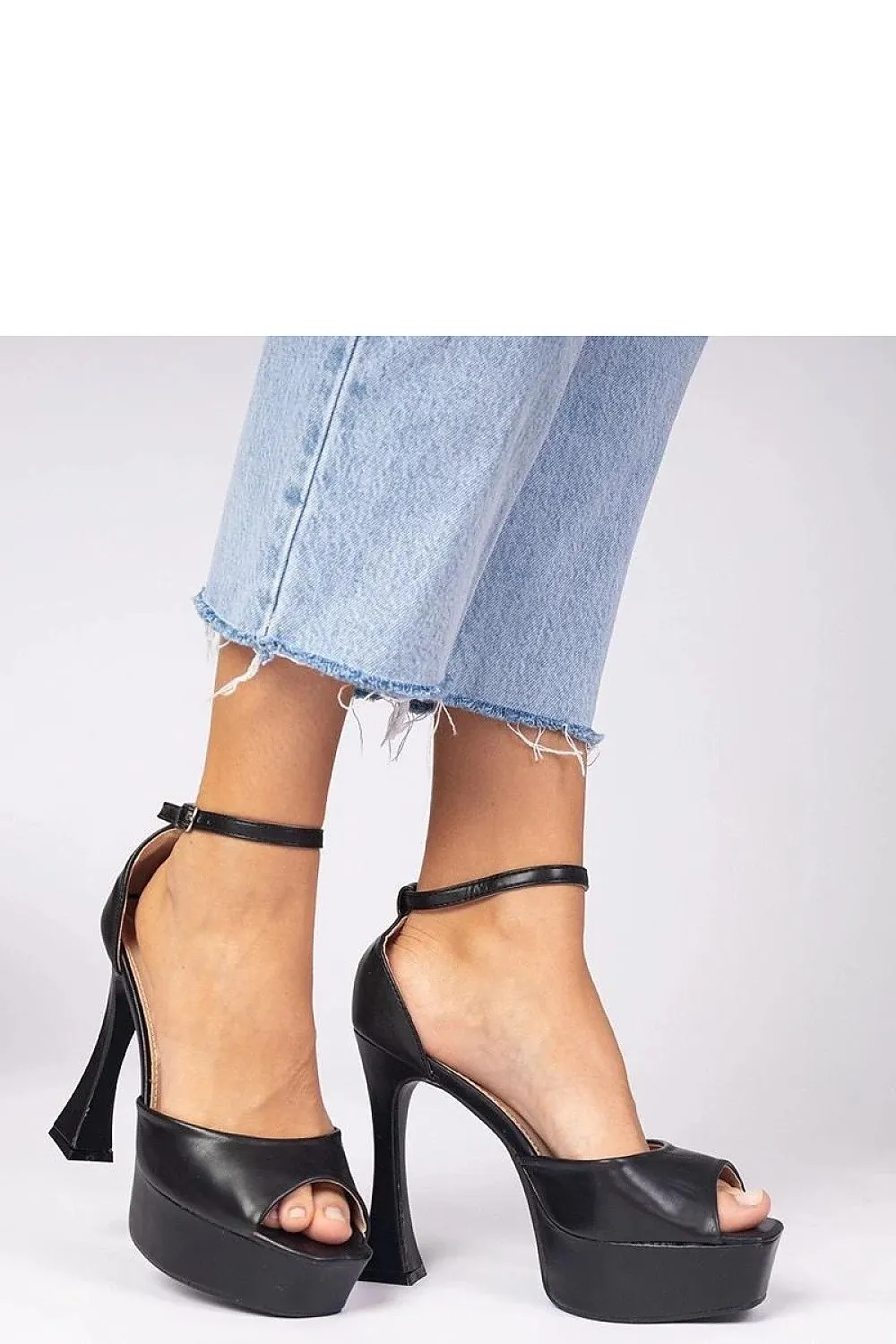 Black high-heeled sandals