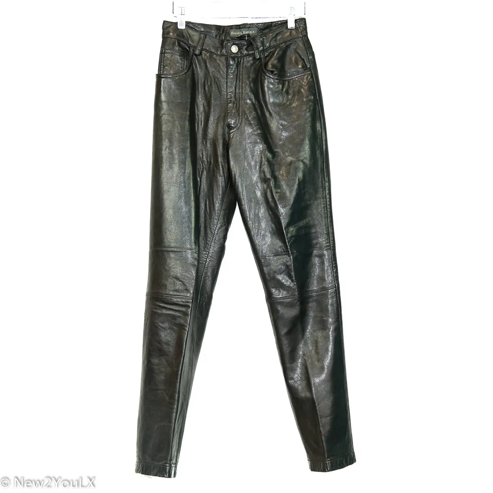 Black Leather High Waist Pants (BR)