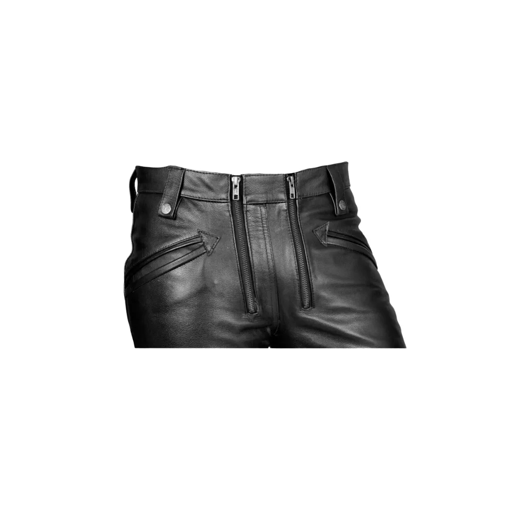 Black Leather Pant - Motorbike Biker Trouser