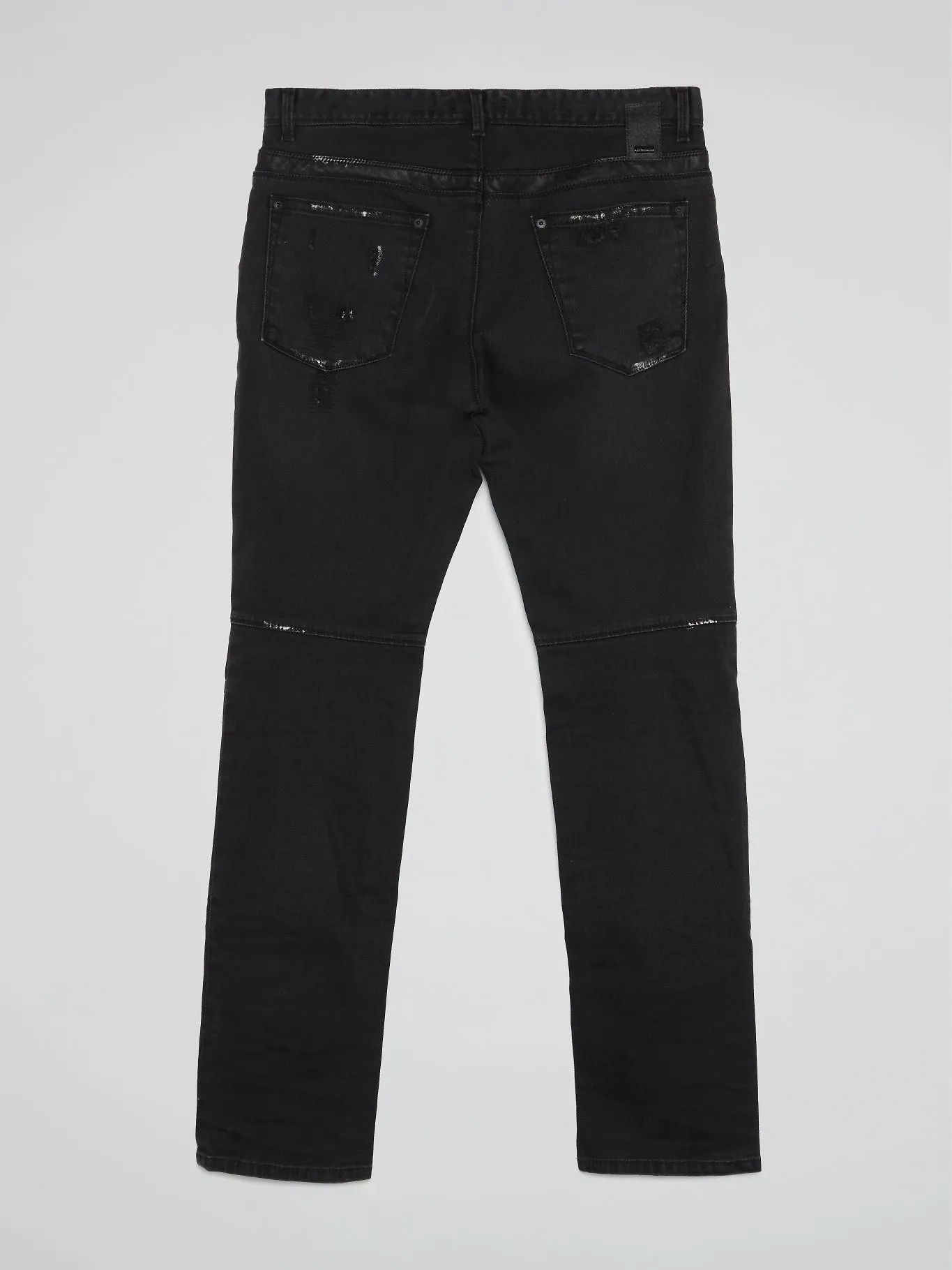 Black Leather Patch Trousers