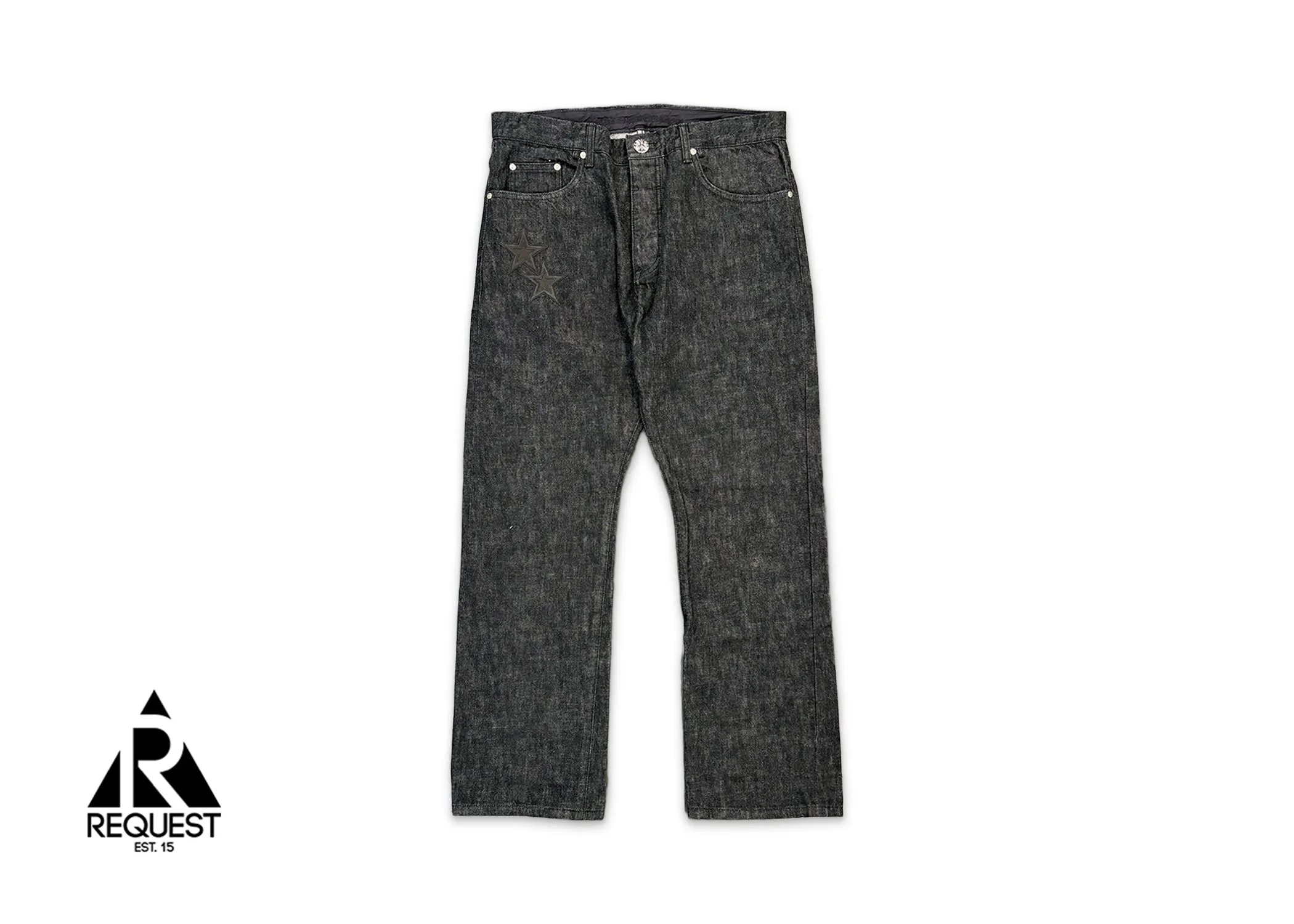 Black Star Leather Patches Denim Jeans "Black"