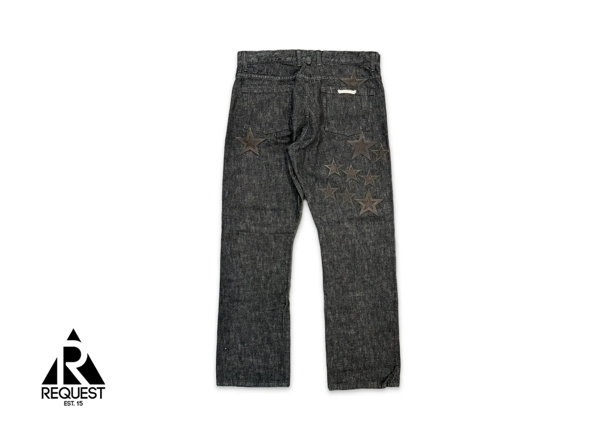 Black Star Leather Patches Denim Jeans "Black"