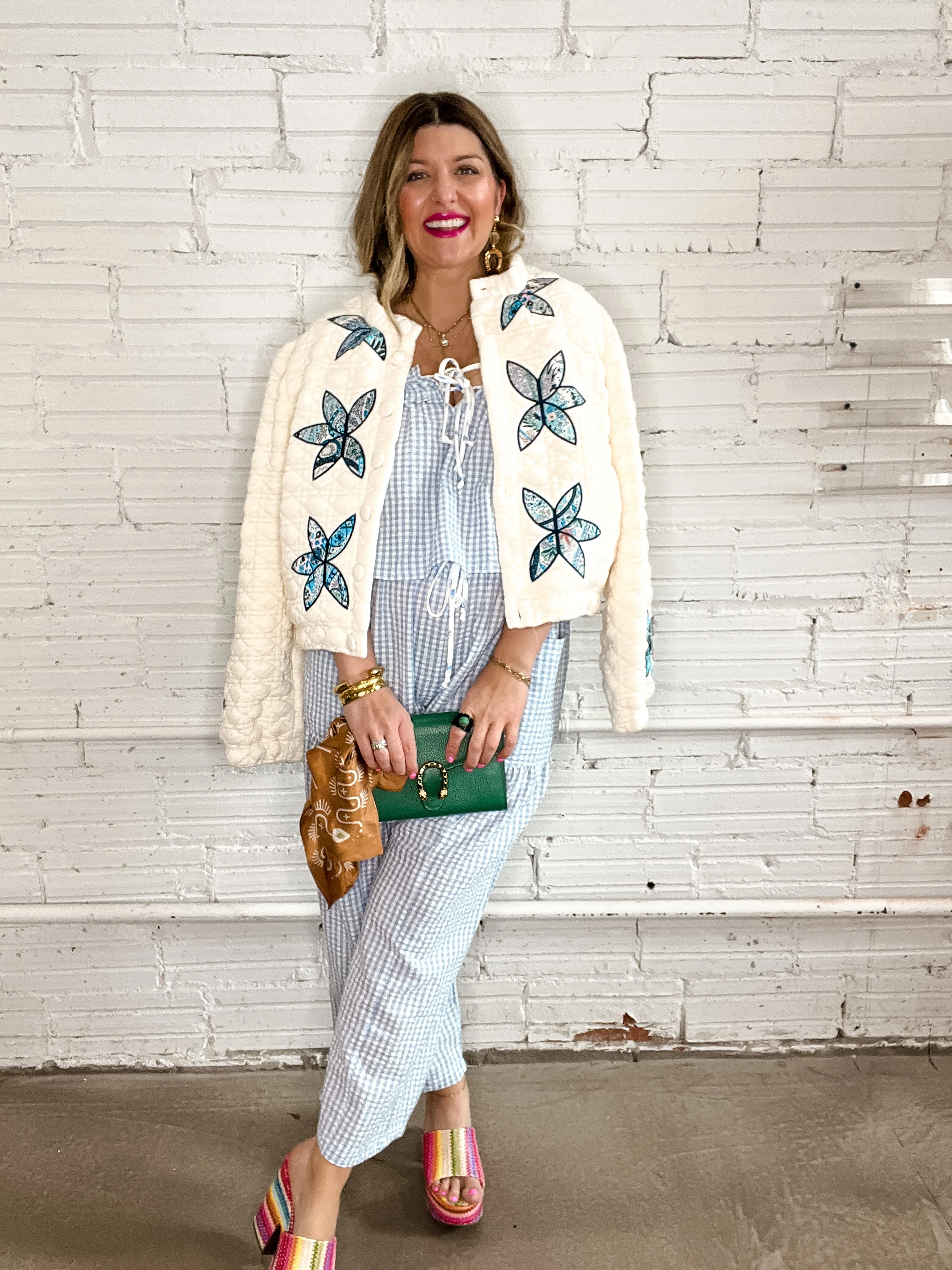 Blue Gingham Relaxed Gauze Pants