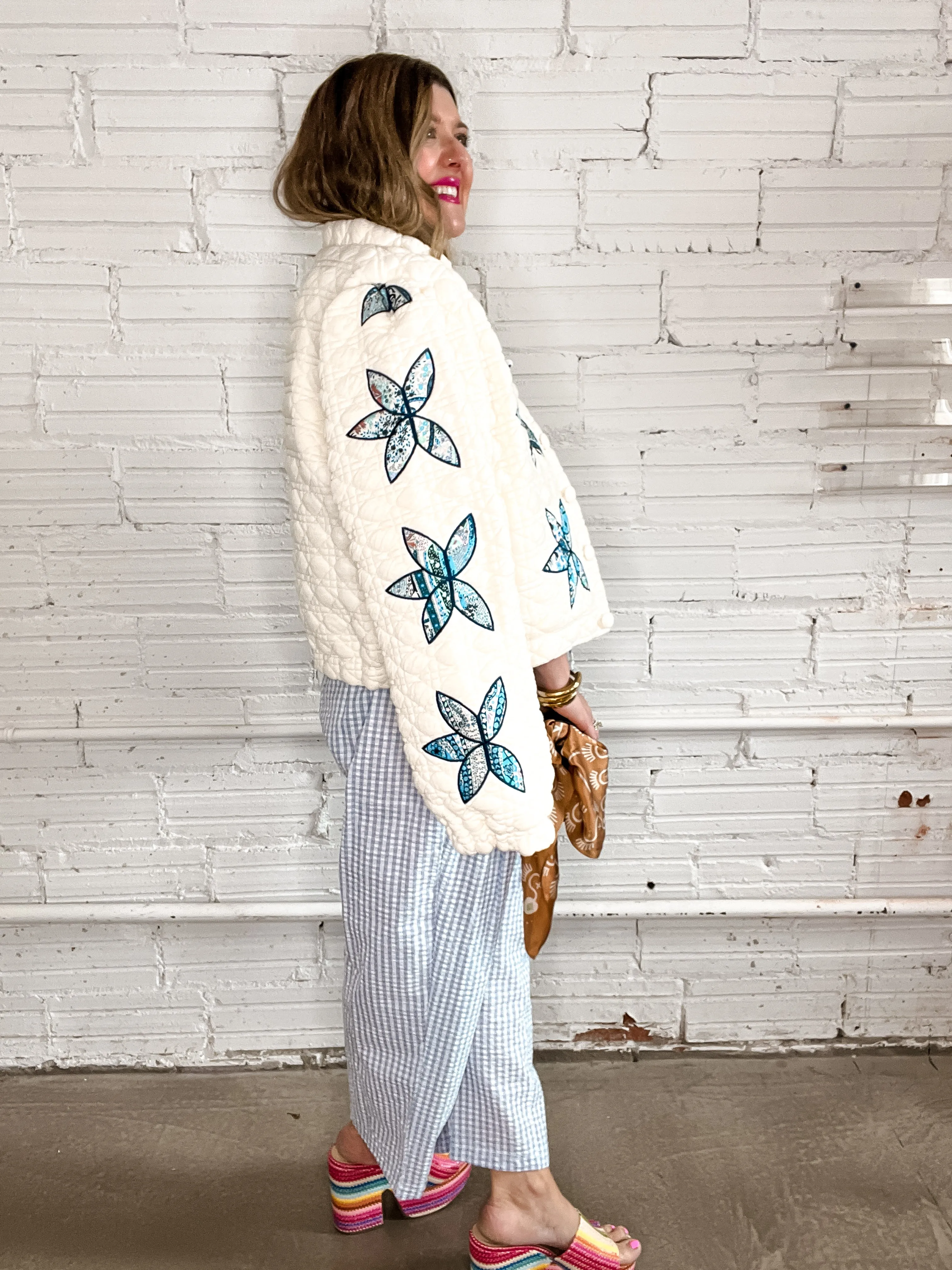 Blue Gingham Relaxed Gauze Pants