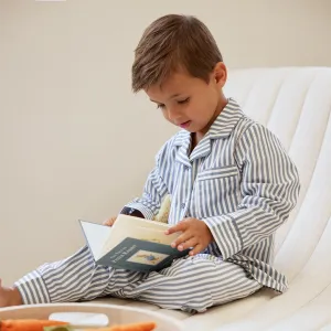 Blue Striped Poplin PJ Set