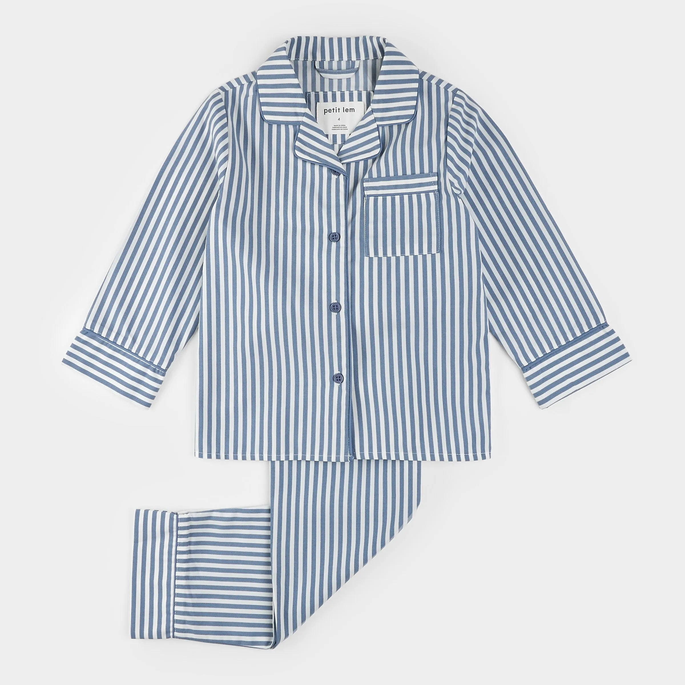 Blue Striped Poplin PJ Set