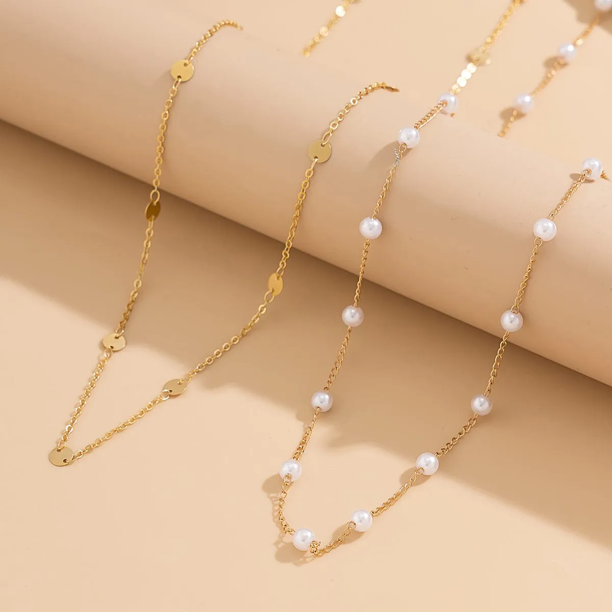 Bohemia Layered Pearl Sequin Saturn Belly Chain Set