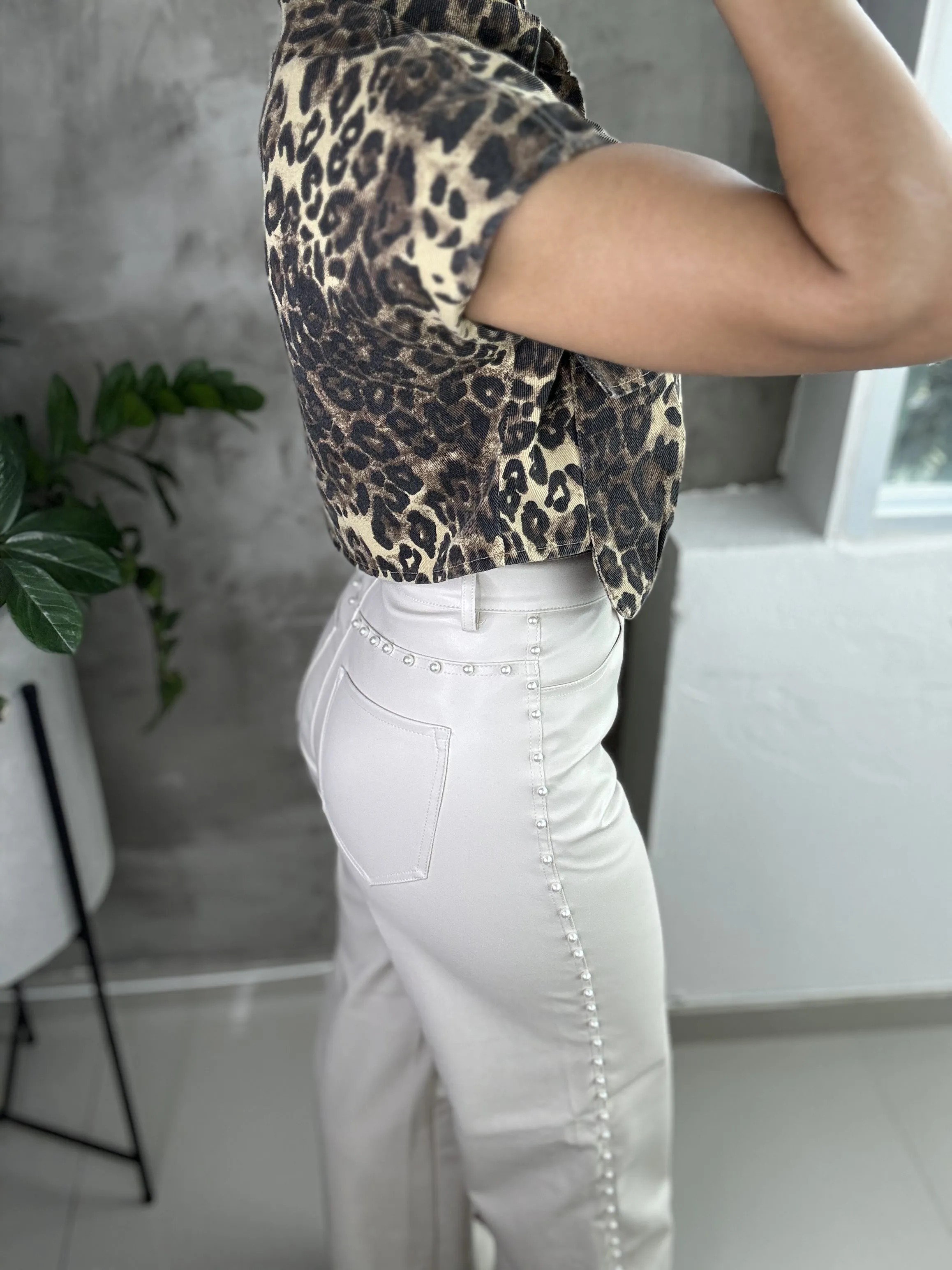 Bone leather pants