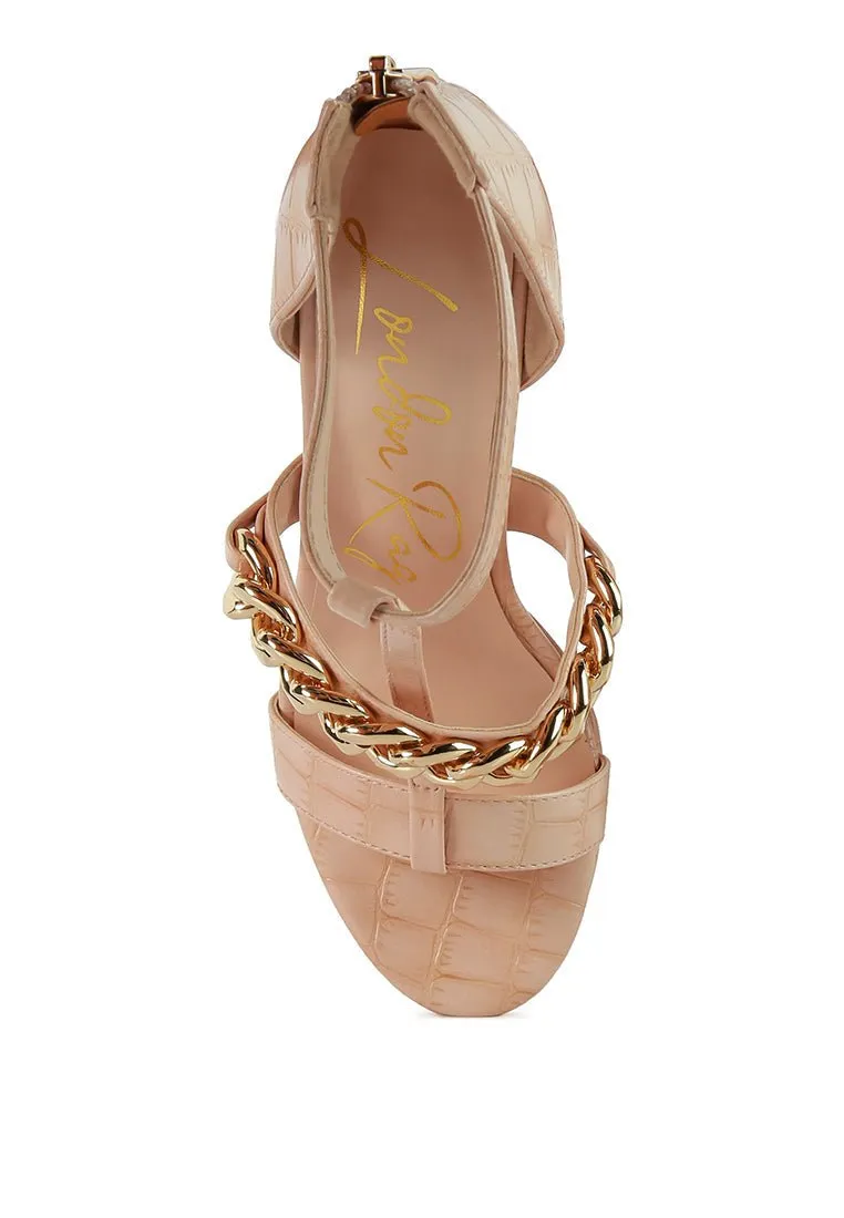 Bonita Chic Metal Chain Zip Sandals for Women – Trendy & Durable Design