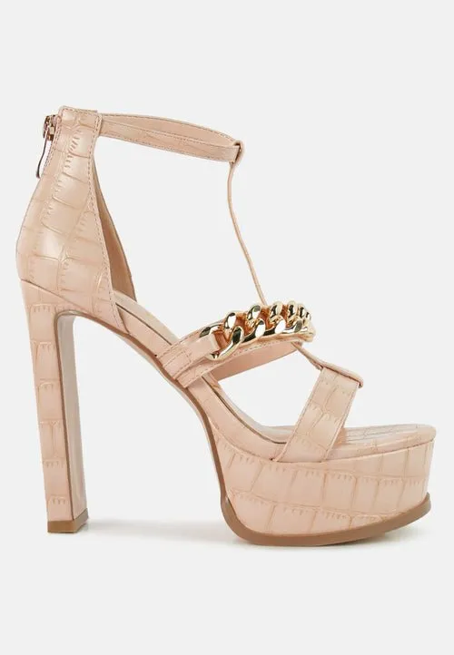 Bonita Chic Metal Chain Zip Sandals for Women – Trendy & Durable Design