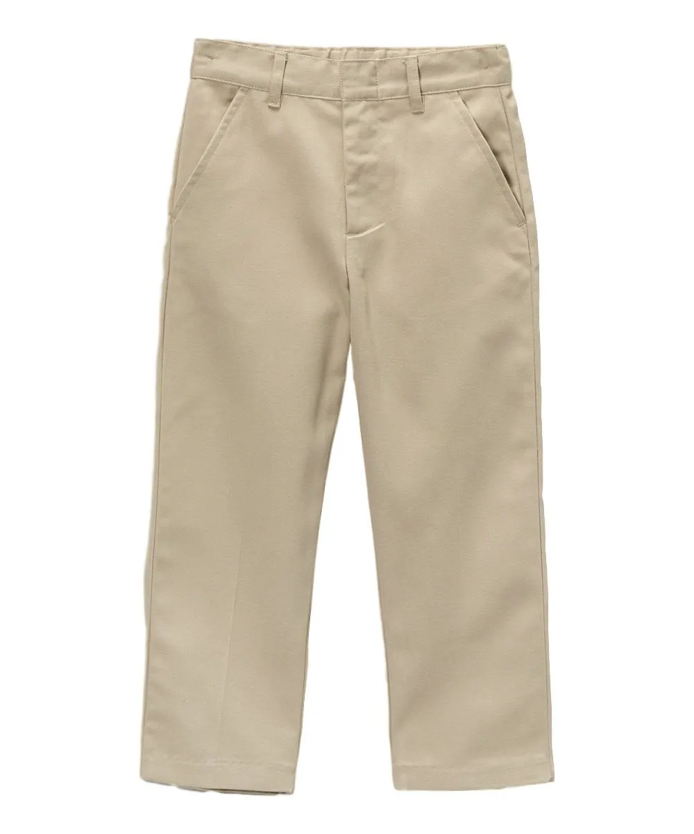 Boy's Khaki Uniform Twill Pants Flat Front Pants 5-16