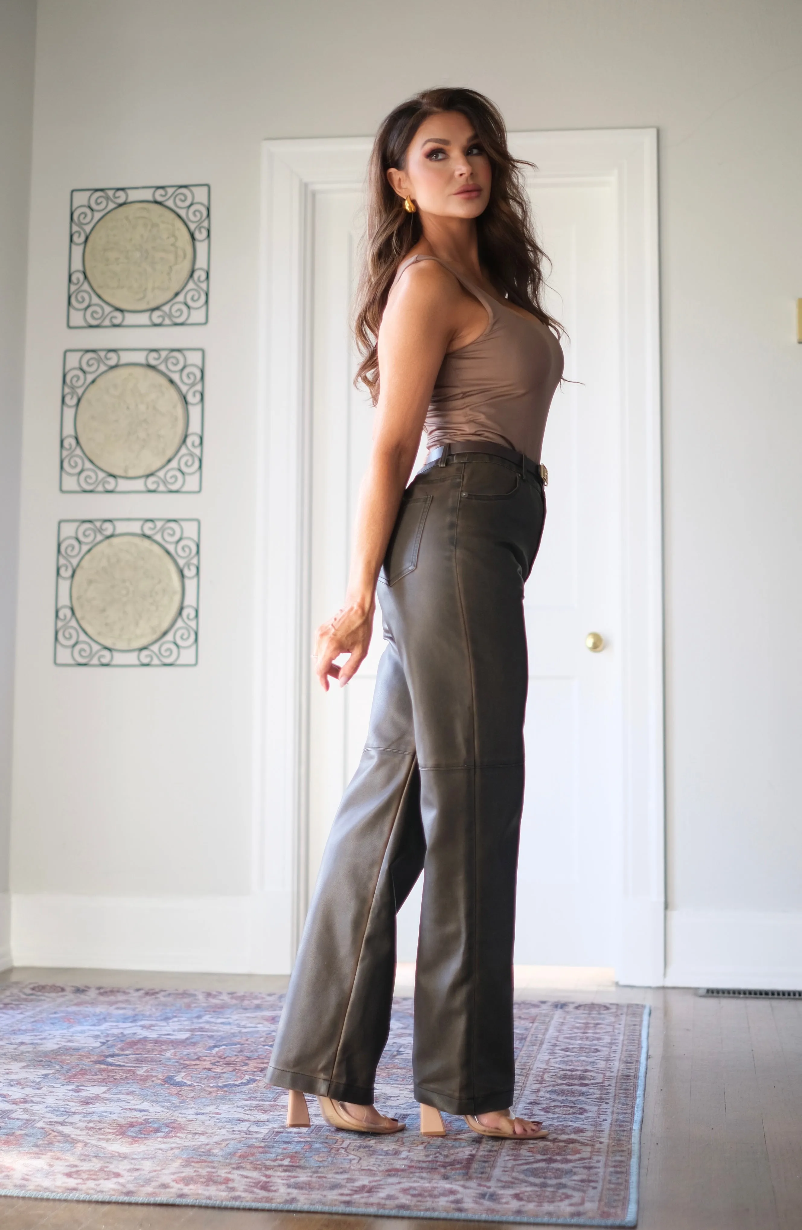 Brandy Brown Vintage Vegan Leather Pants