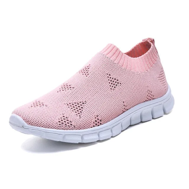 Breathable Mesh Platform Sneakers Women Slip on Soft Ladies Casual Running Shoes