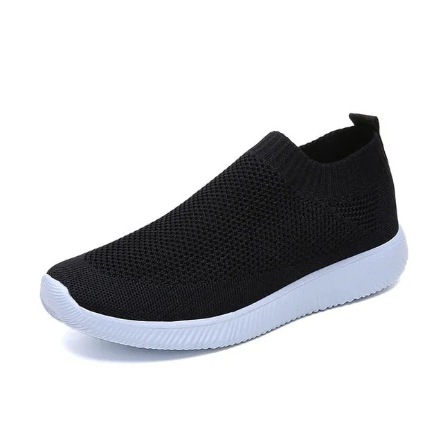 Breathable Mesh Platform Sneakers Women Slip on Soft Ladies Casual Running Shoes