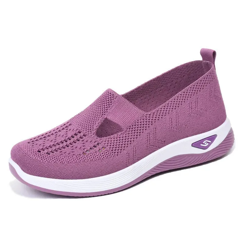 Breathable Mesh Round Toe Wedge Sneakers