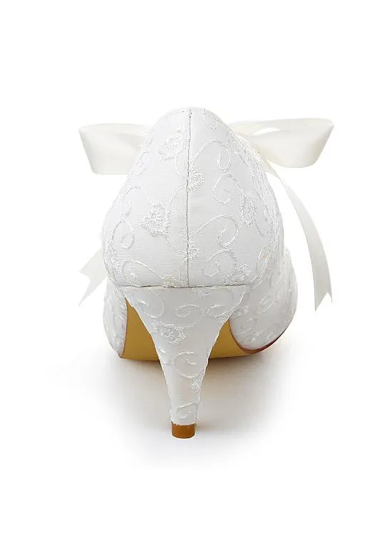Bridal Shoes With Ribbon Light Ivory