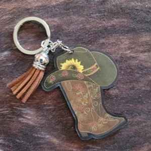 Brown Boots Acrylic Keychain with Tassel