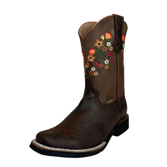 Brown Embroidered Western Boots