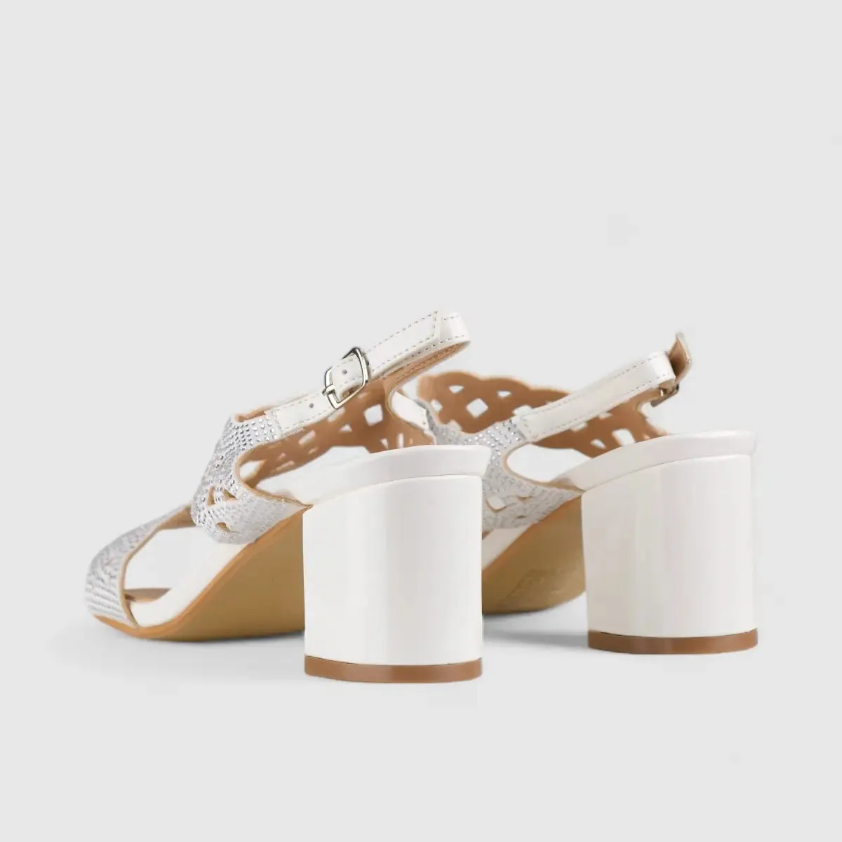 Bulbul Evening Block Heel Sandal White LU008