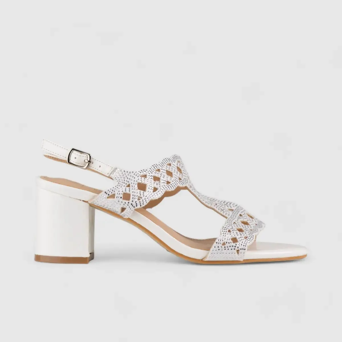 Bulbul Evening Block Heel Sandal White LU008