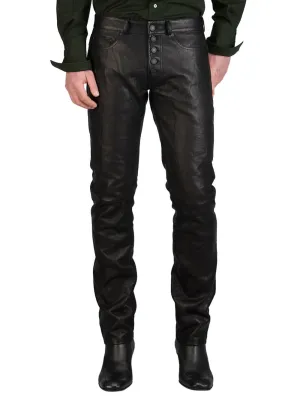 Buttoned Business Genuine Leather Pants for Men
