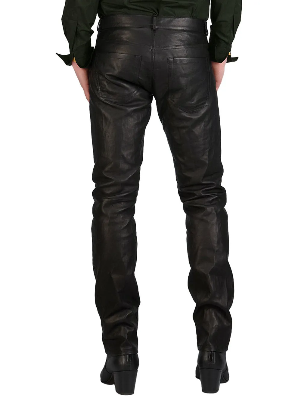 Buttoned Business Genuine Leather Pants for Men