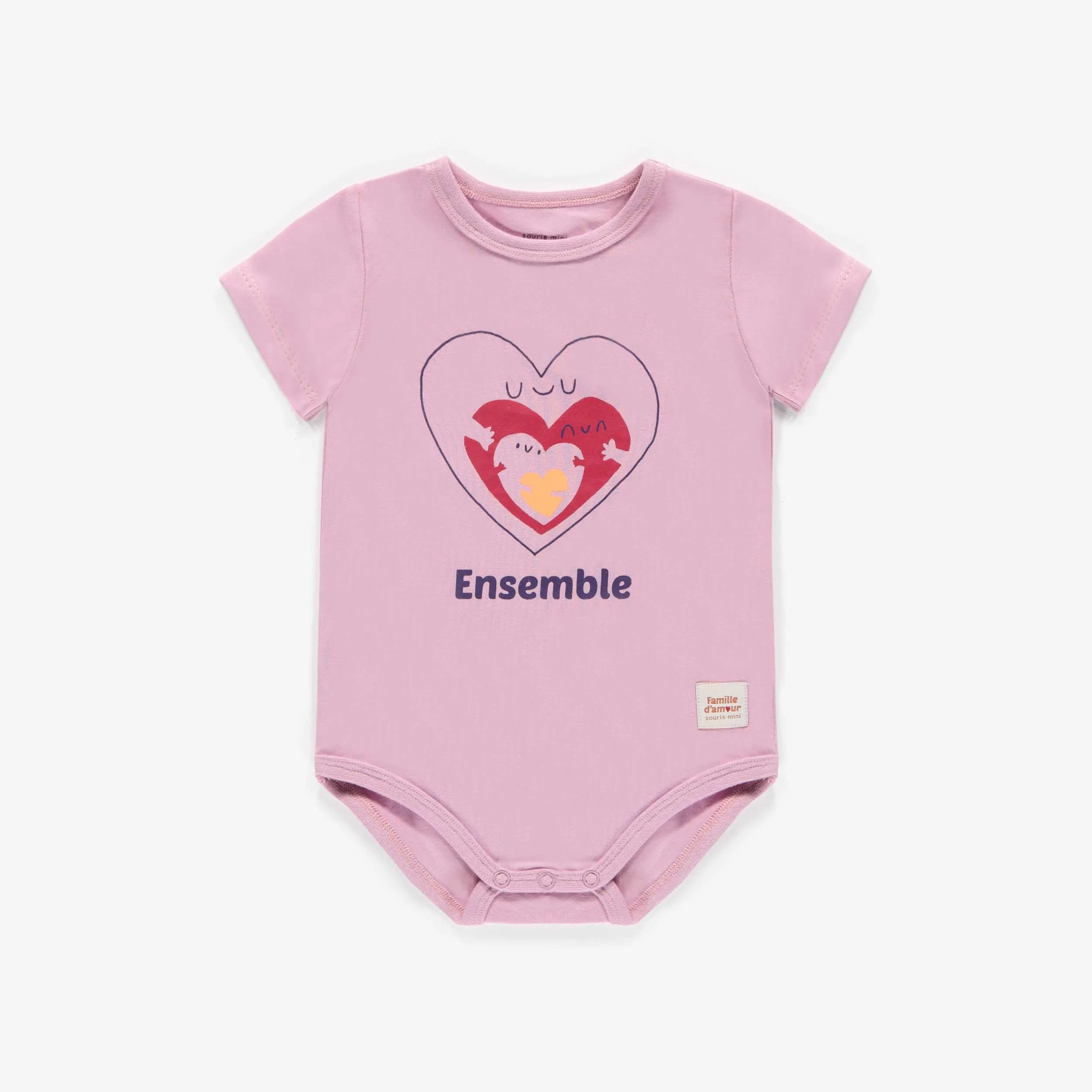 Cache-couche lilas rose St-Valentin, bébé || St-Valentine pink lilac bodysuit, baby