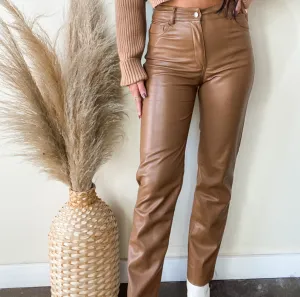CARMEL SWIRL LEATHER PANTS