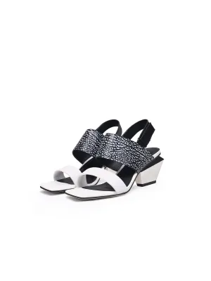 Casey Geometry Heels Leather White Slingbacke Sandals
