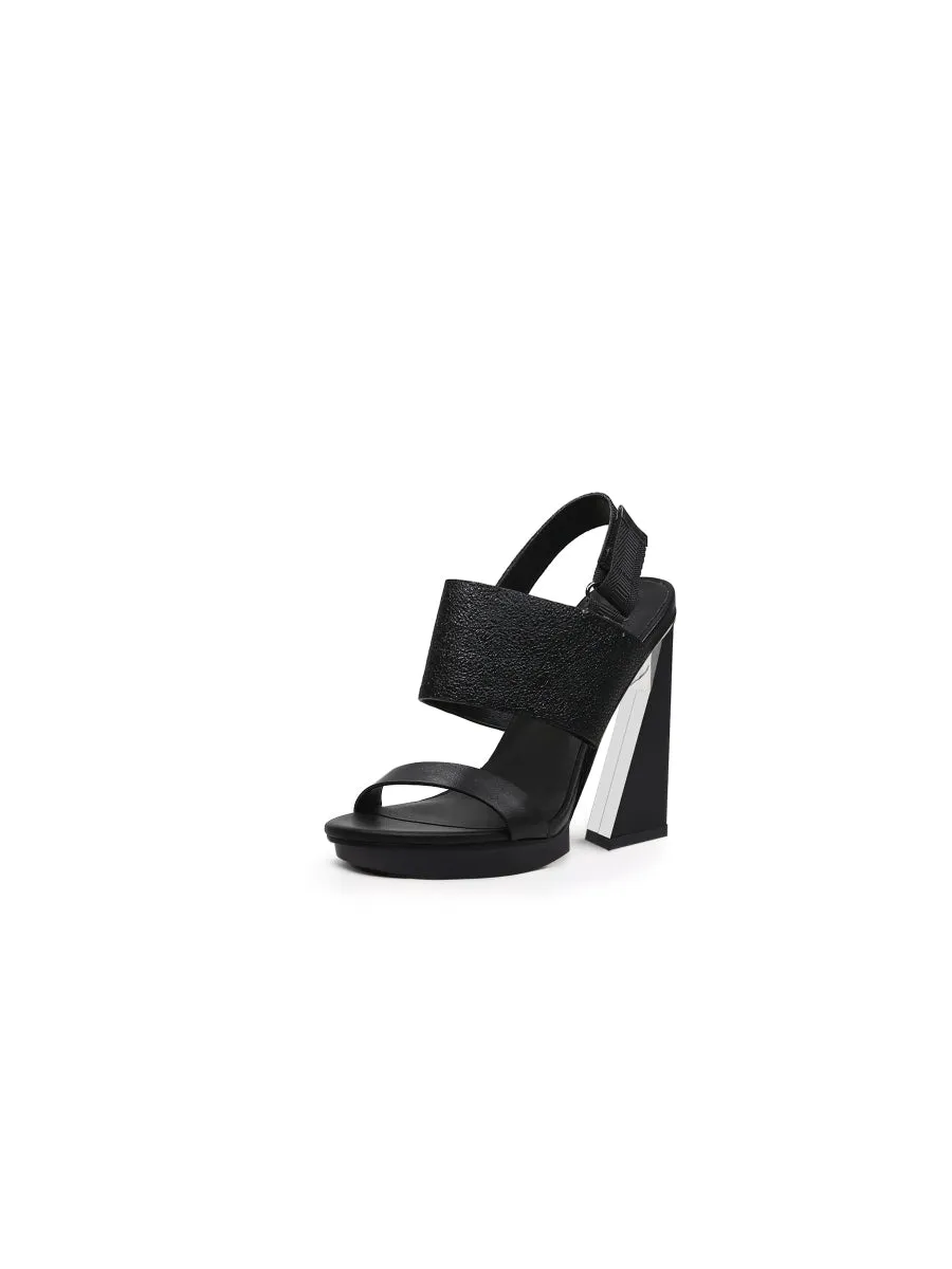 Castle Sky-High Black Leather Slingback