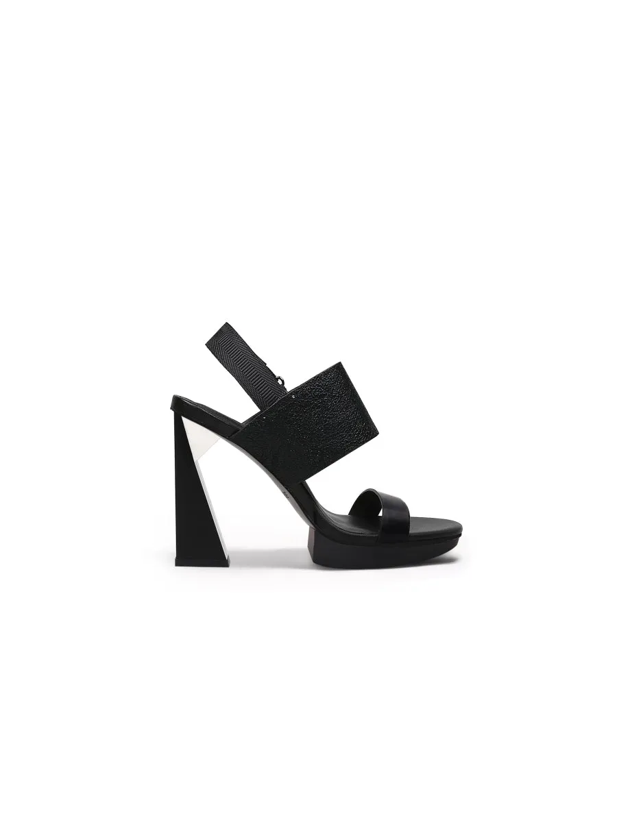 Castle Sky-High Black Leather Slingback