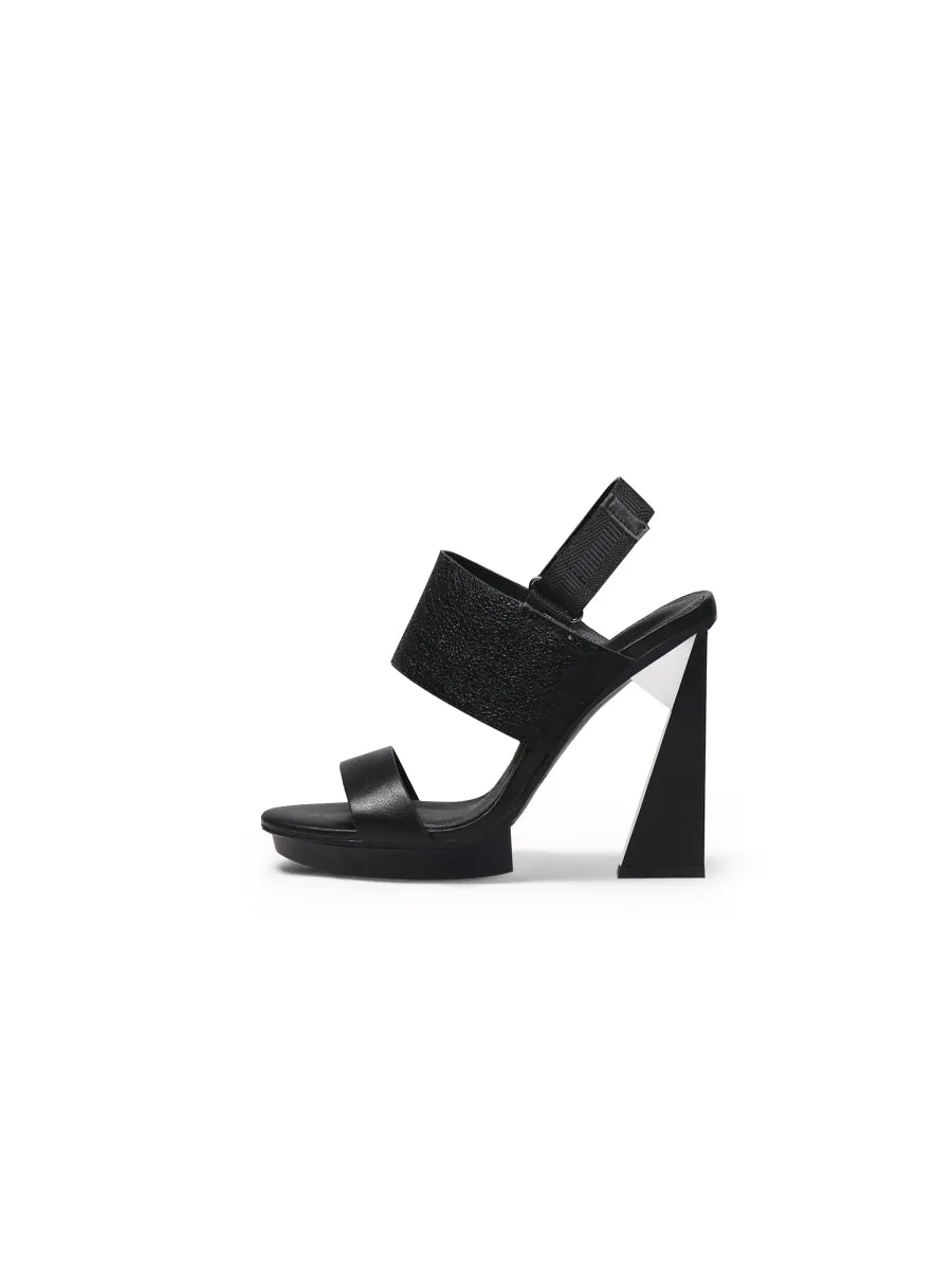 Castle Sky-High Black Leather Slingback