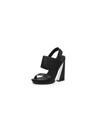 Castle Sky-High Black Leather Slingback