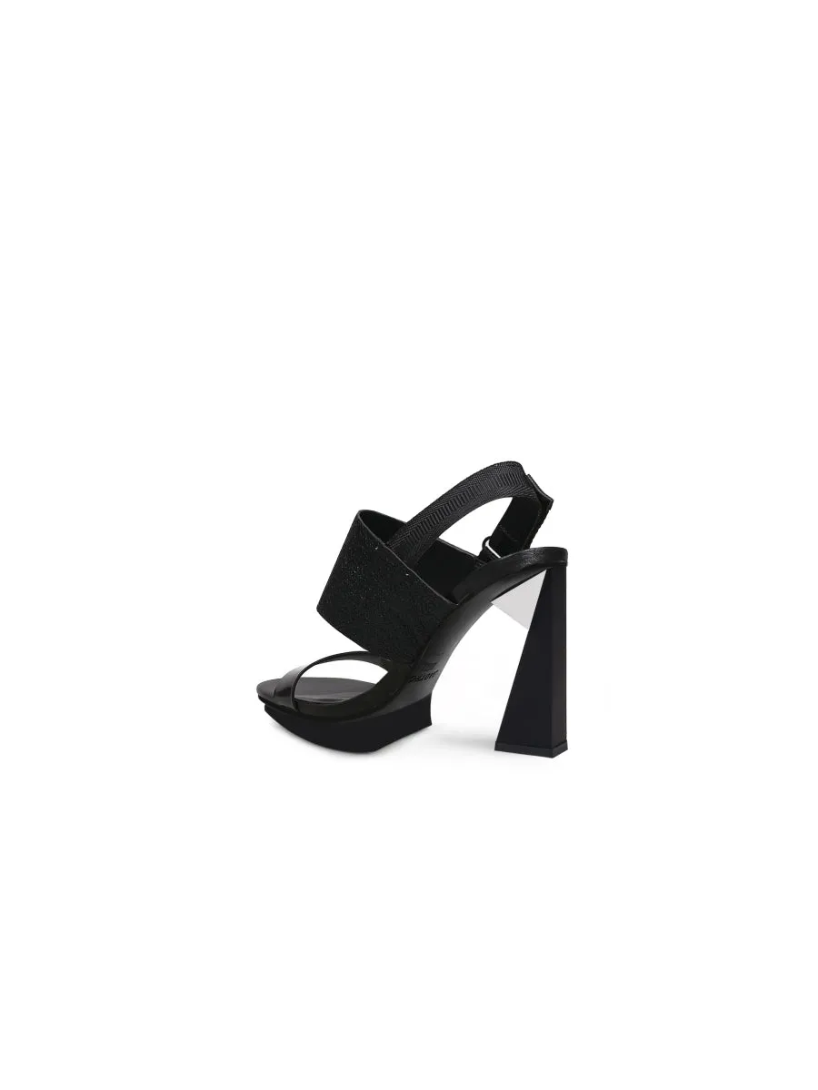 Castle Sky-High Black Leather Slingback