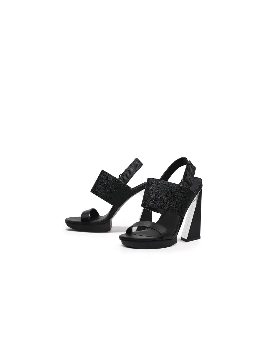 Castle Sky-High Black Leather Slingback