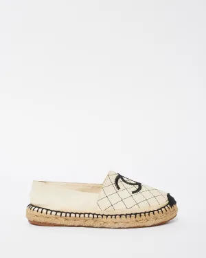 Chanel Off-White Canvas Biarritz CC Espadrille Flats - 37