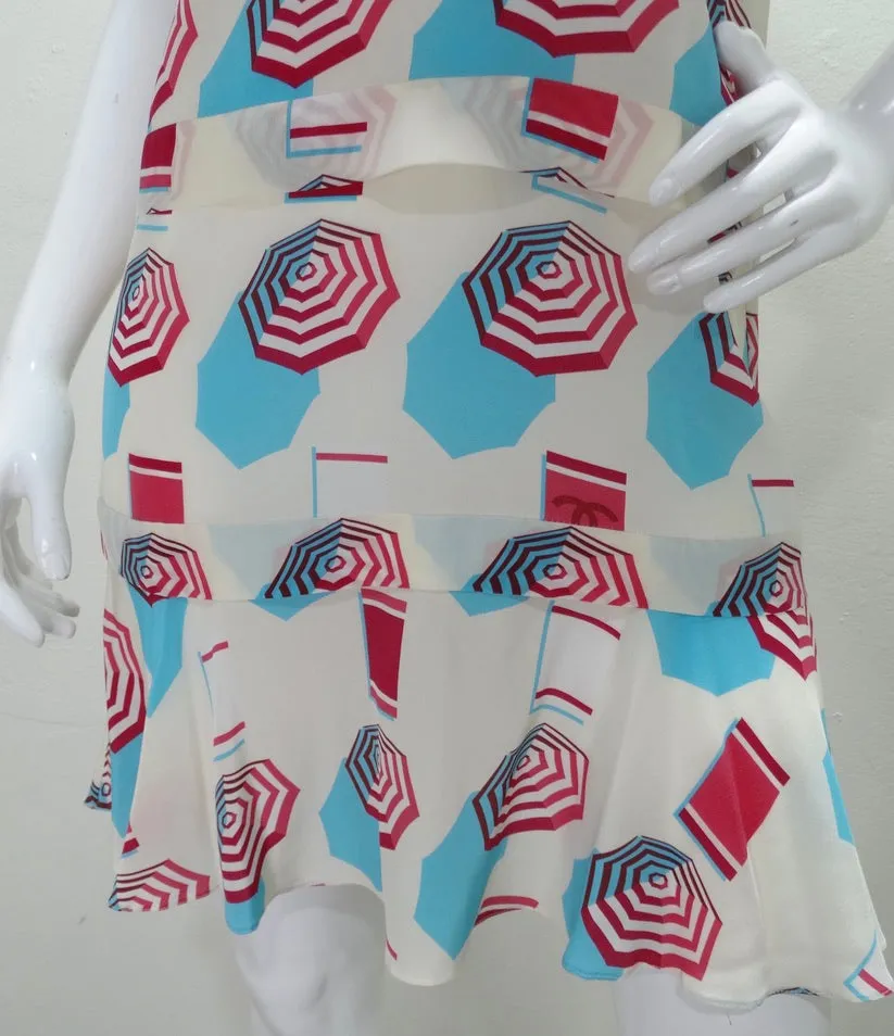 Chanel SS19 Umbrella Print Silk Sun Dress