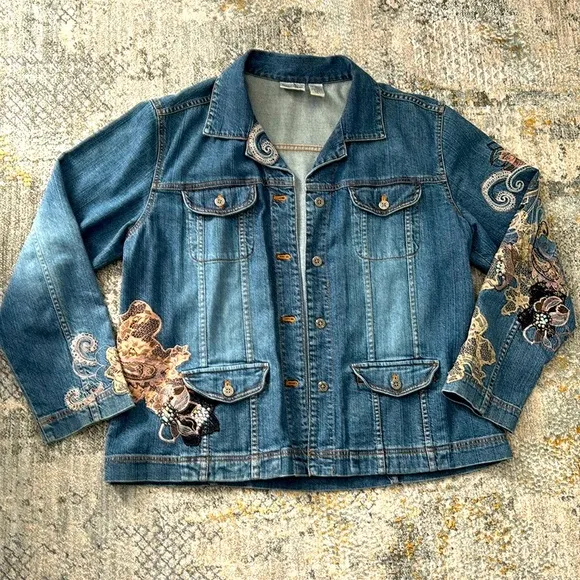 Chico’s Embellished Denim Jacket