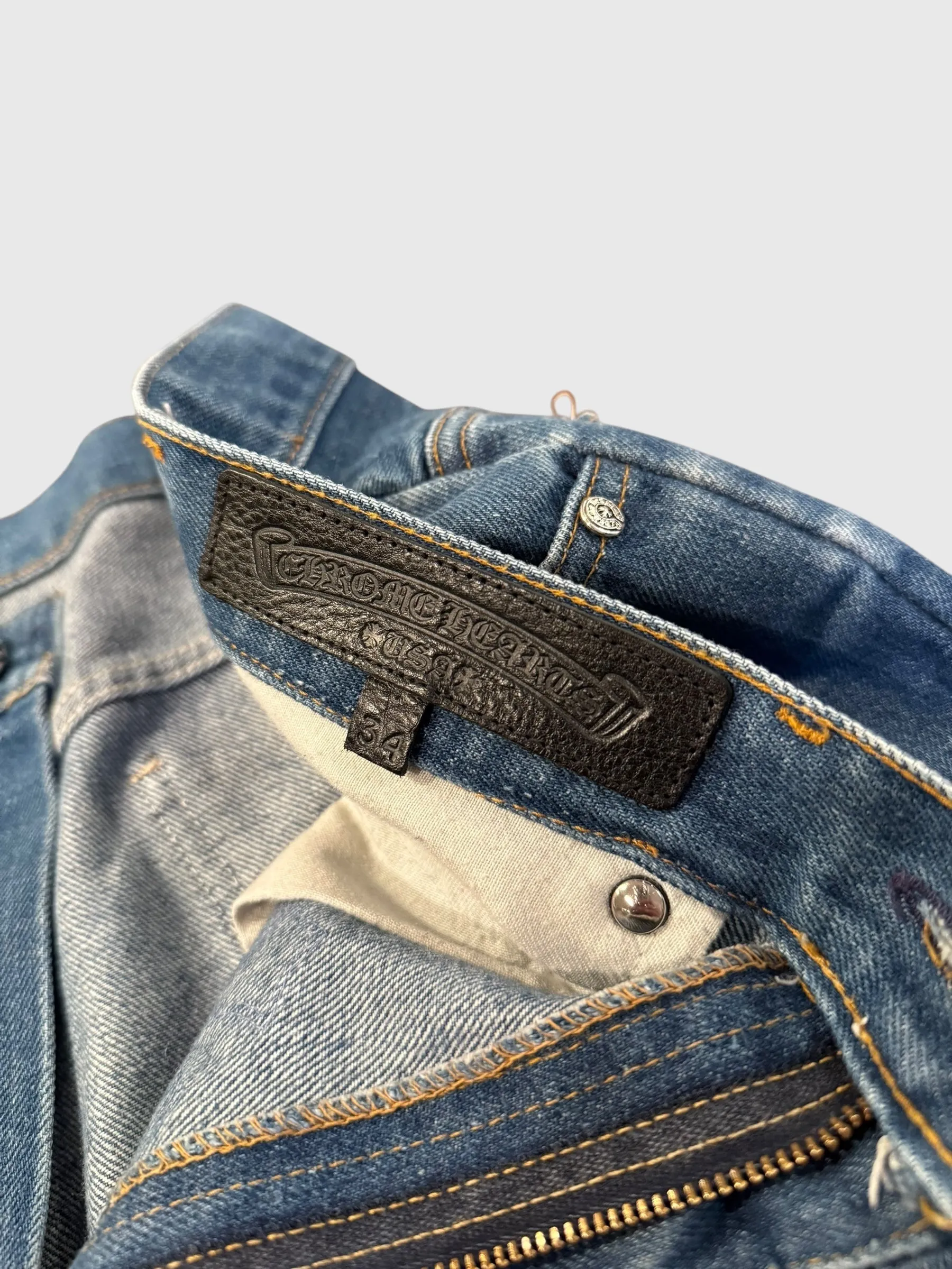 Chrome Hearts Levi's Blue Cross Patch Stencil Denim Jeans