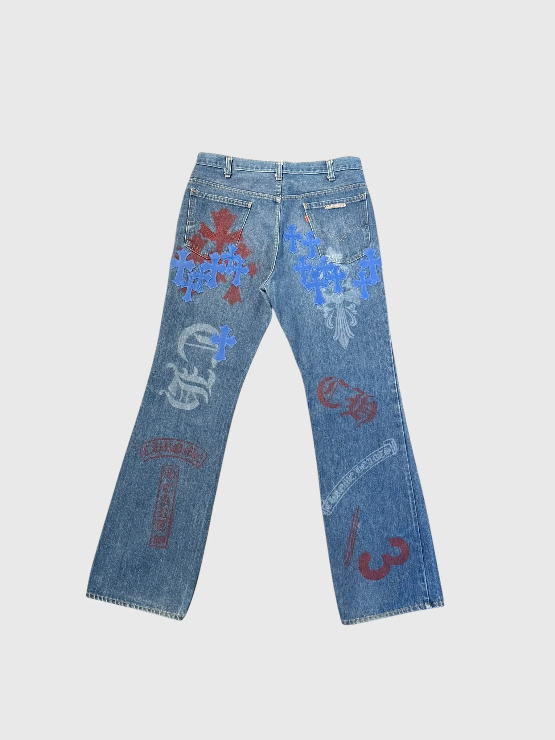 Chrome Hearts Levi's Blue Cross Patch Stencil Denim Jeans