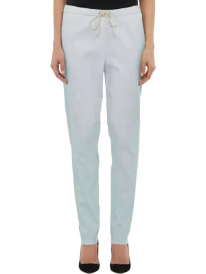 Cigarette Drawstring Leather Pants