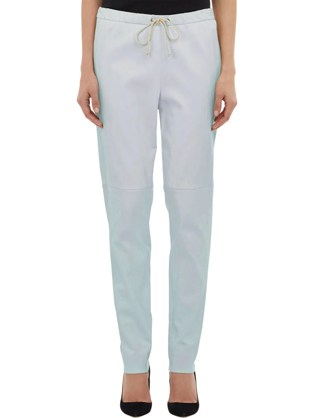 Cigarette Drawstring Leather Pants