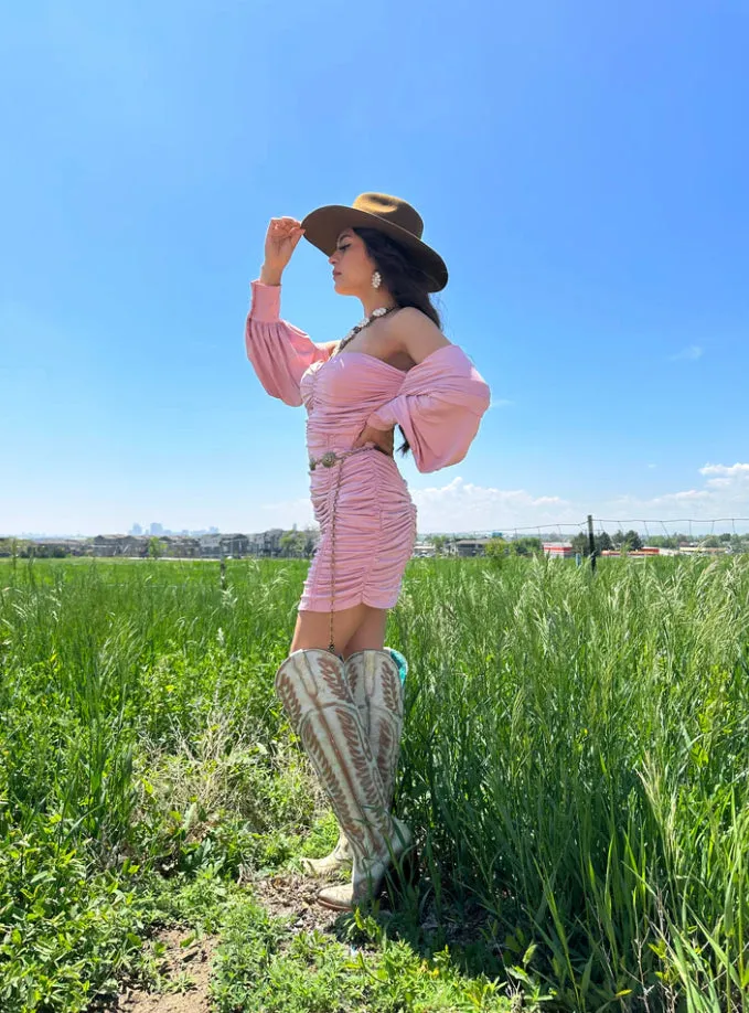 Cindy Pink Ruched Dress