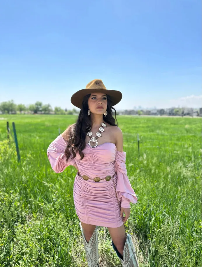 Cindy Pink Ruched Dress