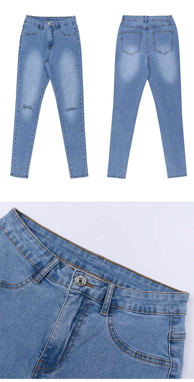 CityHottie - Shaping Skinny Jeans Women High Waist Stretch Ripped Denim Pants Hip Fit Leggings Slim Elastic Mom Jean Casual Comfy Trousers