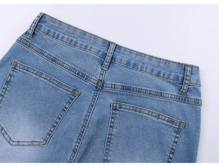 CityHottie - Shaping Skinny Jeans Women High Waist Stretch Ripped Denim Pants Hip Fit Leggings Slim Elastic Mom Jean Casual Comfy Trousers